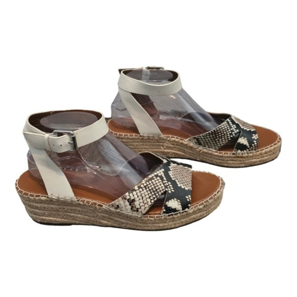 Franco Sarto Snakeskin Espadrille Wedge Strappy Leather Sandals Size‎ 10